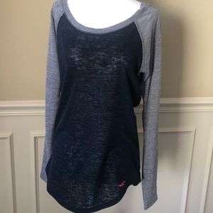 Hollister Long Sleeve Navy Top Size Medium
